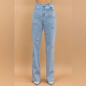 507. Crystal Embellished High Waisted Jeans